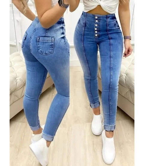Kadın Yüksek Bel önden Düğmeli Jean Pantolon Kadın Yüksek Bel önden Düğmeli Jean Pantolon