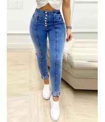 Kadın Yüksek Bel önden Düğmeli Jean Pantolon