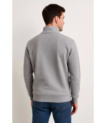 Erkek Dik Yaka Sweatshirt Dik Yaka Yarım Fermuarlı 3 İplik Şardonlu Pamuk Kumaş - Gri