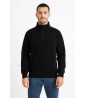 Erkek Dik Yaka Sweatshirt Dik Yaka Yarım Fermuarlı 3 İplik Şardonlu Pamuk Kumaş - Siyah
