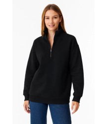 Üç İplik Dık Yaka Yarım Fermuarlı SweatShirt - Siyah