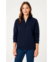 Üç İplik Dık Yaka Yarım Fermuarlı SweatShirt - Lacivert