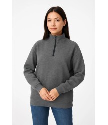 Üç İplik Dık Yaka Yarım Fermuarlı SweatShirt - Antrasit
