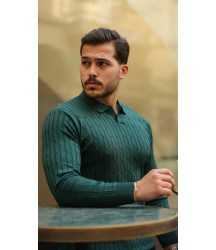 Erkek Saç örgü Desen Uzun Kollu Triko
