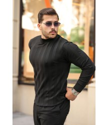 Erkek Yarım Balıkçı Yaka Kabartma Desenli Triko