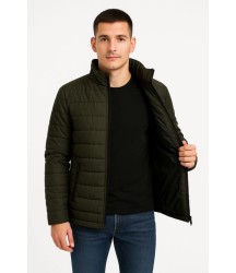 Erkek Bomber Mont Ceket – Su İtici Kumaş, Kapitone Astarlı, Fermuarlı, Kışlık - Haki