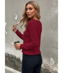 Kadın Uzun Kollu Kruvaze Yaka Kol Ve Etek Ucu Manşet Detay Yumoş Bluz
