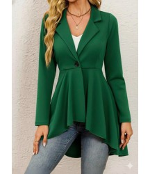 Kadın Uzun Kollu Yakalı önden Düğmeli Uzun Atlas Blazer Ceket