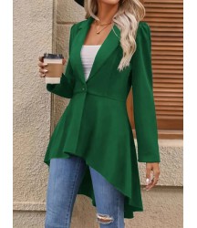 Kadın Uzun Kollu Yakalı önden Düğmeli Uzun Atlas Blazer Ceket