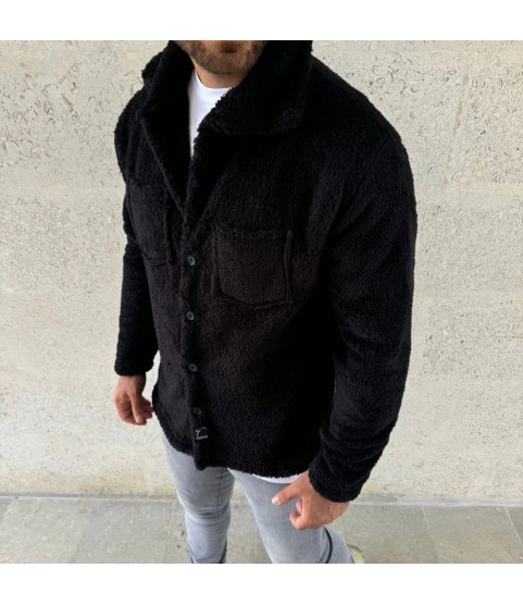 Erkek Pelüş Polar Hırka Gömlek – Yakalı, İlik Düğmeli, Göğüs Cepli, Yumuşak Dokulu Kışlık Regular Fit Rahat Günlük Model - Siyah Erkek Pelüş Polar Hırka Gömlek – Yakalı, İlik Düğmeli, Göğüs Cepli, Yumuşak Dokulu Kışlık Regular Fit Rahat Günlük Model - Siyah