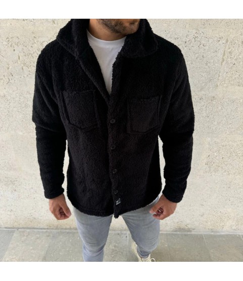Erkek Pelüş Polar Hırka Gömlek – Yakalı, İlik Düğmeli, Göğüs Cepli, Yumuşak Dokulu Kışlık Regular Fit Rahat Günlük Model - Siyah Erkek Pelüş Polar Hırka Gömlek – Yakalı, İlik Düğmeli, Göğüs Cepli, Yumuşak Dokulu Kışlık Regular Fit Rahat Günlük Model - Siyah