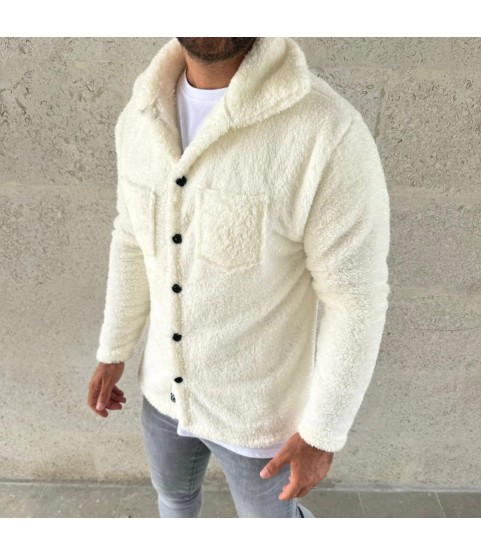 Erkek Pelüş Polar Hırka Gömlek – Yakalı, İlik Düğmeli, Göğüs Cepli, Yumuşak Dokulu Kışlık Regular Fit Rahat Günlük Model - Beyaz Erkek Pelüş Polar Hırka Gömlek – Yakalı, İlik Düğmeli, Göğüs Cepli, Yumuşak Dokulu Kışlık Regular Fit Rahat Günlük Model - Beyaz