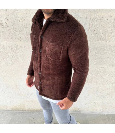 Erkek Pelüş Polar Hırka Gömlek – Yakalı, İlik Düğmeli, Göğüs Cepli, Yumuşak Dokulu Kışlık Regular Fit Rahat Günlük Model - Kahverengi Erkek Pelüş Polar Hırka Gömlek – Yakalı, İlik Düğmeli, Göğüs Cepli, Yumuşak Dokulu Kışlık Regular Fit Rahat Günlük Model - Kahverengi