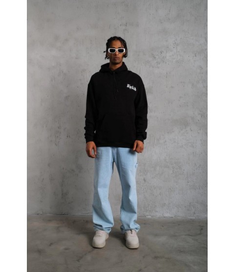 Erkek Oversize Üç İplik Kapüşonlu Sweat – Siyah Kol Ve Etek Ribana Detaylı, Ön Ve Sırt Baskılı, Kanguru Cepli Rahat Kalıp Model Erkek Oversize Üç İplik Kapüşonlu Sweat – Siyah Kol Ve Etek Ribana Detaylı, Ön Ve Sırt Baskılı, Kanguru Cepli Rahat Kalıp Model