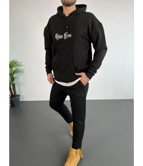 Erkek Kapşonlu Sweatshirt – Oversize Üç İplik Şardonlu Hoodie, “Other Lives” Ön - Arka Baskılı, Kanguru Cepli, Kışlık Rahat Günlük Stil - Siyah Erkek Kapşonlu Sweatshirt – Oversize Üç İplik Şardonlu Hoodie, “Other Lives” Ön - Arka Baskılı, Kanguru Cepli, Kışlık Rahat Günlük Stil - Siyah