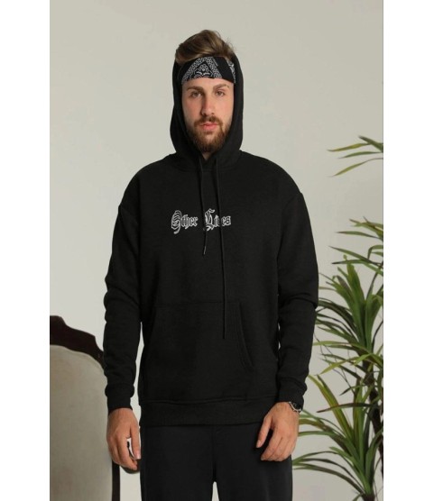 Erkek Kapşonlu Sweatshirt – Oversize Üç İplik Şardonlu Hoodie, “Other Lives” Ön - Arka Baskılı, Kanguru Cepli, Kışlık Rahat Günlük Stil - Siyah Erkek Kapşonlu Sweatshirt – Oversize Üç İplik Şardonlu Hoodie, “Other Lives” Ön - Arka Baskılı, Kanguru Cepli, Kışlık Rahat Günlük Stil - Siyah
