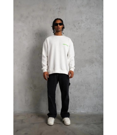 Erkek Oversize Sweatshirt – Beyaz Renk Ön Ve Sırt Baskılı, Üç İplik İçi Pamuklu Kumaş, Rahat Kalıp, Ribanalı Kışlık Sweat Winagain Polizei Serisi - Beyaz Erkek Oversize Sweatshirt – Beyaz Renk Ön Ve Sırt Baskılı, Üç İplik İçi Pamuklu Kumaş, Rahat Kalıp, Ribanalı Kışlık Sweat Winagain Polizei Serisi - Beyaz