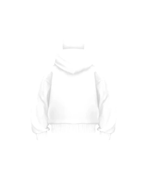 Samuray Ninja Çift Kapşonlu ZIP Fermuarlı Kanguru Çepli Tam Fermuarlı Hoodie Swetshirt - Beyaz