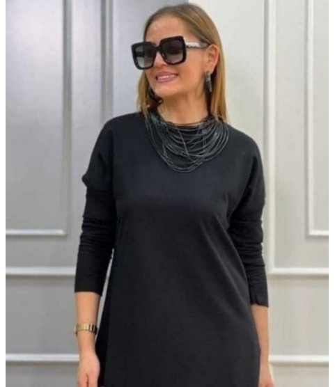 Kadın Uzun Kollu Bisiklet Yaka Etek Ucu Deri Dantelli Viskon Iki Iplik Midi Elbise Kadın Uzun Kollu Bisiklet Yaka Etek Ucu Deri Dantelli Viskon Iki Iplik Midi Elbise