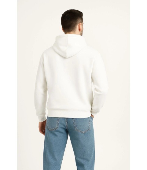Erkek Kapüşonlu Sweatshirt Hoodie 3 İplik Şardonlu Pamuklu Kumaş, Önü Baskılı, Fermuarlı Rahat Kalıp, Kışlık Ve Sokak Stili Sweat - Beyaz Erkek Kapüşonlu Sweatshirt Hoodie 3 İplik Şardonlu Pamuklu Kumaş, Önü Baskılı, Fermuarlı Rahat Kalıp, Kışlık Ve Sokak Stili Sweat - Beyaz