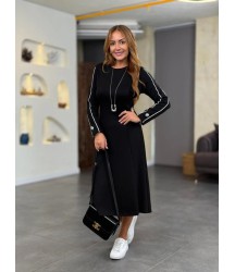 Kadın Uzun Kollu Bisiklet Yaka Midi Modal Elbise