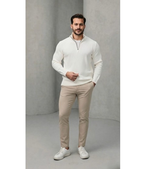 Erkek Balıkçı Zip Yaka Uzun Kollu Triko