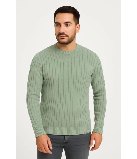 Erkek Bisiklet Yuvarlak Yaka Triko Kazak Pamuklu Kalın Fitilli Dokuma, Regular Fit Uzun Kollu Kışlık Model - Mint Yeşili Erkek Bisiklet Yuvarlak Yaka Triko Kazak Pamuklu Kalın Fitilli Dokuma, Regular Fit Uzun Kollu Kışlık Model - Mint Yeşili