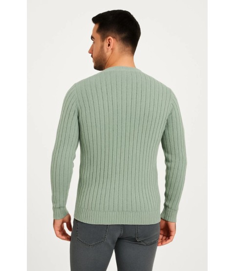 Erkek Bisiklet Yuvarlak Yaka Triko Kazak Pamuklu Kalın Fitilli Dokuma, Regular Fit Uzun Kollu Kışlık Model - Mint Yeşili Erkek Bisiklet Yuvarlak Yaka Triko Kazak Pamuklu Kalın Fitilli Dokuma, Regular Fit Uzun Kollu Kışlık Model - Mint Yeşili