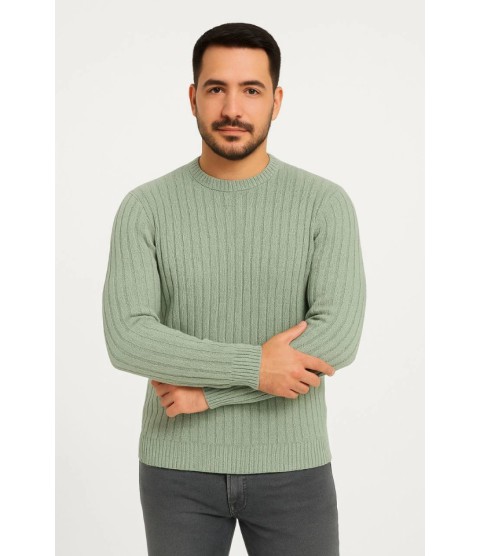 Erkek Bisiklet Yuvarlak Yaka Triko Kazak Pamuklu Kalın Fitilli Dokuma, Regular Fit Uzun Kollu Kışlık Model - Mint Yeşili Erkek Bisiklet Yuvarlak Yaka Triko Kazak Pamuklu Kalın Fitilli Dokuma, Regular Fit Uzun Kollu Kışlık Model - Mint Yeşili