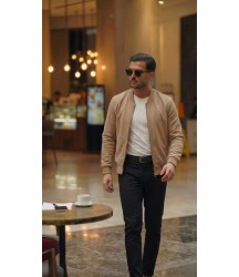 Erkek Scuba Süet Kumaş Bomber Hırka