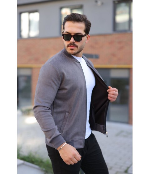 Erkek Scuba Süet Kumaş Bomber Hırka