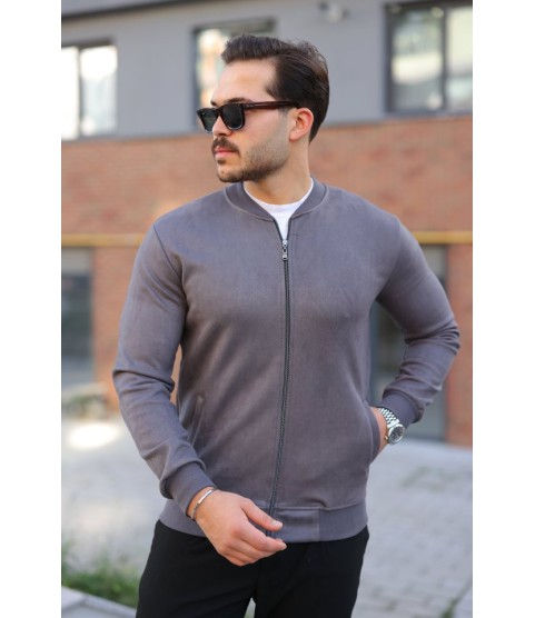 Erkek Scuba Süet Kumaş Bomber Hırka