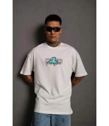 Erkek Sırt Baskılı T-shirt - Beyaz
