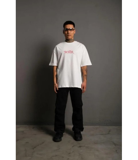 Erkek Oversize Tişört – Beyaz 24/1 Penye Kumaş, Bisiklet Yaka, Ön - Arka Baskılı, Streetwear Tarzı Rahat Büyük Kalıp T-Shirt- Beyaz Erkek Oversize Tişört – Beyaz 24/1 Penye Kumaş, Bisiklet Yaka, Ön - Arka Baskılı, Streetwear Tarzı Rahat Büyük Kalıp T-Shirt- Beyaz