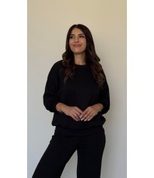 Kadın Uzun Kollu Bisiklet Yaka Viskon Iki Iplik Bluz Ve Pantolon Ikili Takım