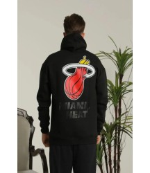 Erkek Sırt Baskılı Oversize Üç İplik Kapüşonlu Sweatshirt - Siyah