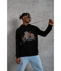 Erkek DANKES Baskılı Kapüşonlu Sweat - Siyah