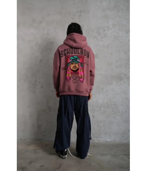 Erkek SCHOOL BOY Baskılı Kapüşonlu Sweat - Gül Kurusu