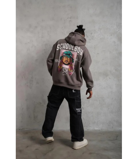 Erkek SCHOOL BOY Baskılı Kapüşonlu Sweat - Gri