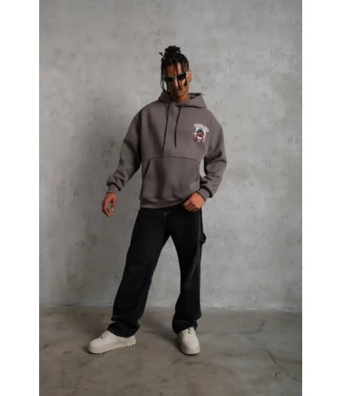Erkek SCHOOL BOY Baskılı Kapüşonlu Sweat - Gri