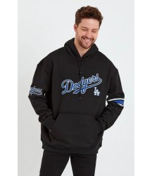 Erkek Baskılı Kapşonlu Üç Iplik Oversize Sweatshirt - Siyah