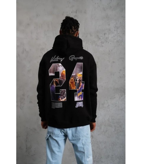 Erkek Baskılı Oversize Üç İplik Kapüşonlu Sweatshirt - Siyah