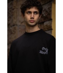 Unisex Bisiklet Yaka Baskılı Oversize T-Shirt - Siyah