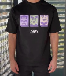 Unisex Bisiklet Yaka Baskılı Oversize T-Shirt - Siyah