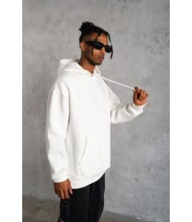 3 İplik Kapşonlu Sweatshirt Hoodie - Beyaz