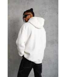 3 İplik Kapşonlu Sweatshirt Hoodie - Beyaz