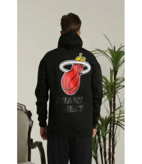 Unisex Kapşonlu Baskılı Sweetshirt - Siyah