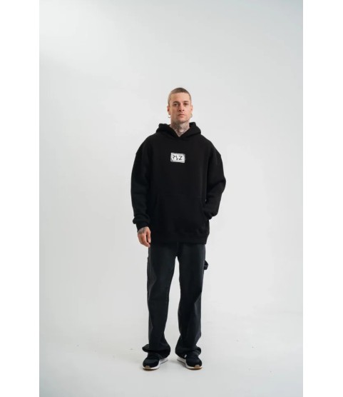 Unisex Kapşonlu Uzun Kol Patchli Nakışlı SweatShirt - Siyah