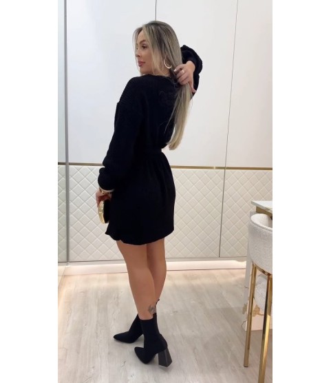 Kadın Uzun Kollu Yuvarlak Yakalı Kısa Triko Elbise