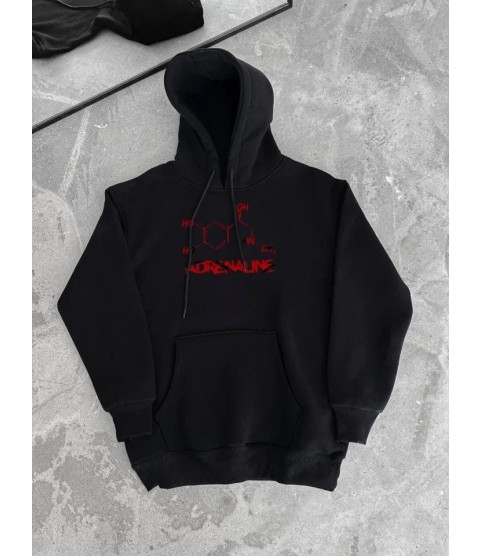 Kışlık Uzun Kol Kapüşonlu SweatShirt - Siyah